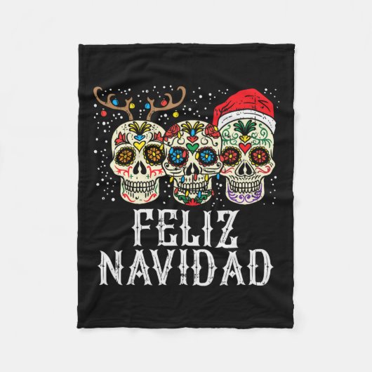 Couverture Polaire Navidad Sugar Skuls Reindeer Père Noël Mexicain Ch (Devant)