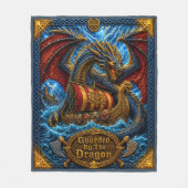 Couverture Polaire Navire long Viking gardé par le dragon (Devant)