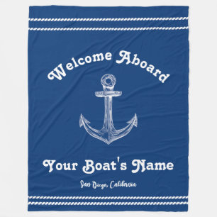 Couverture Polaire Navy Blue Nautical Welcome À propos de Custom Boat