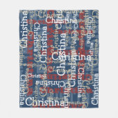 Couverture Polaire Navy Blue Red White Nom Collage Personnalisé (Devant)