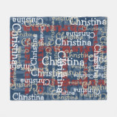 Couverture Polaire Navy Blue Red White Nom Collage Personnalisé (Devant (Horizontal))