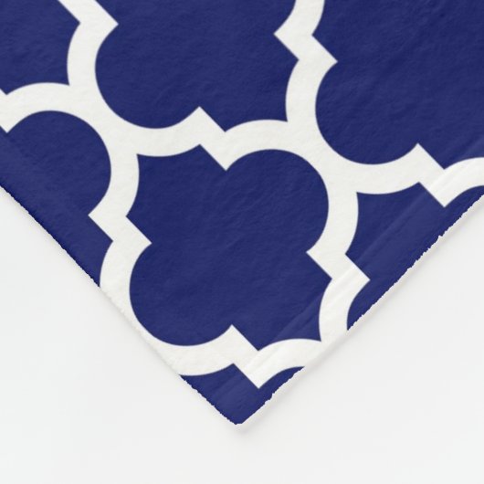 Couverture Polaire Navy Blue White Moroccan Quatrefoil Pattern #5 (Coin)