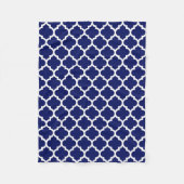 Couverture Polaire Navy Blue White Moroccan Quatrefoil Pattern #5 (Devant)