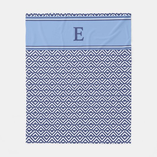 Couverture Polaire Navy Geometric Chevron Monogram Design (Devant)