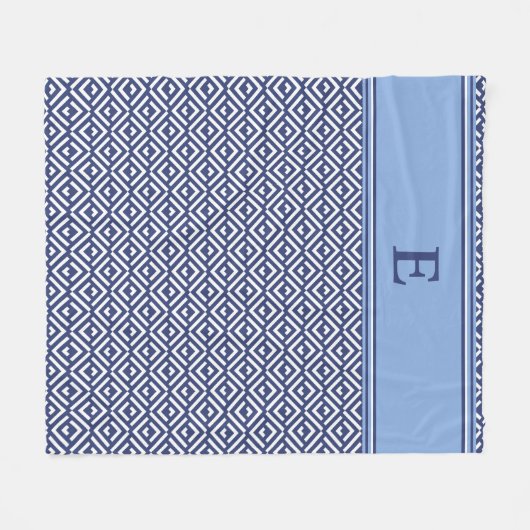 Couverture Polaire Navy Geometric Chevron Monogram Design (Devant (Horizontal))