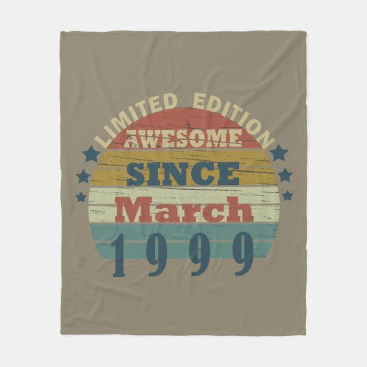 Couverture Polaire né en mars 1999 anniversaire vintage (Devant)