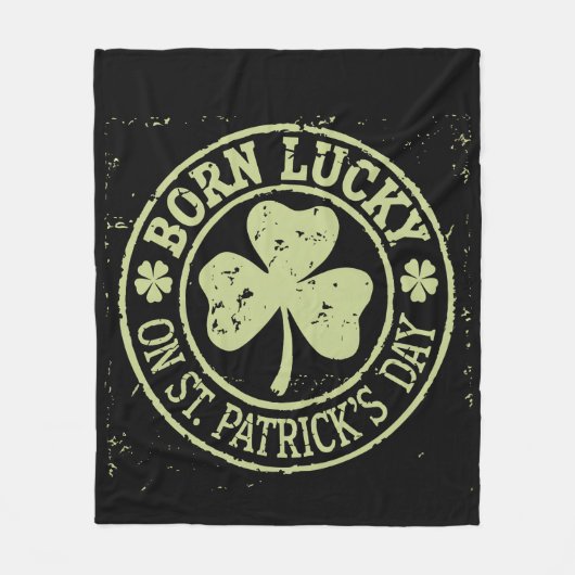 Couverture Polaire Né Lucky sur St Patrick's Day Irlandais Anniversai (Devant)