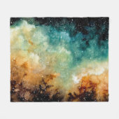 Couverture Polaire Nebula jaune vif, ciel bleu aquarelle. (Devant (Horizontal))