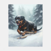 Couverture Polaire Neige de Noël Rottweiler hiver Oreiller (Devant)
