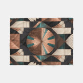 Couverture Polaire Neo Art Deco Geometric Teal Copper Gold Sunburst (Devant (Horizontal))