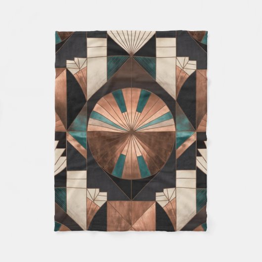 Couverture Polaire Neo Art Deco Geometric Teal Copper Gold Sunburst (Devant)