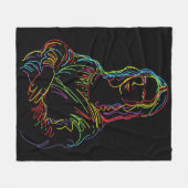 Couverture Polaire Neon Abstrait Mona Lisa Line Art (Devant (Horizontal))