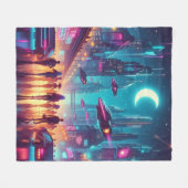 Couverture Polaire Neon Cityscape (Devant (Horizontal))
