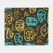 Couverture Polaire Neon Éffrayant Halloween Ghost Bats Motif Citrouil (Devant (Horizontal))