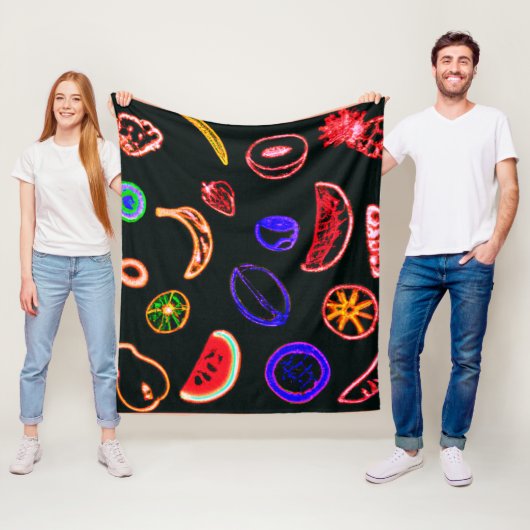 Couverture Polaire Neon Fruits Motif Design d'art (En situation)