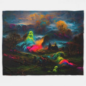 Couverture Polaire Neon Ghosts dans un paysage d'Imaginaire hanté (Devant (Horizontal))