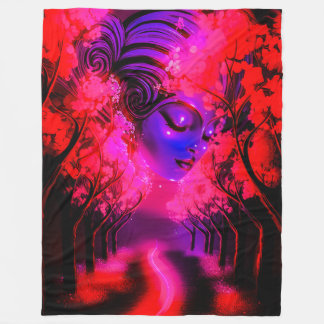 Couverture Polaire Neon Goddess in Enchanted Forest