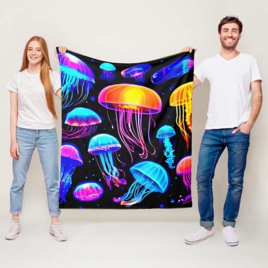 Couverture Polaire Neon Jellyfish (En situation)