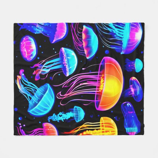 Couverture Polaire Neon Jellyfish (Devant (Horizontal))
