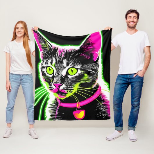 Couverture Polaire Neon Kitty Feline Art (En situation)