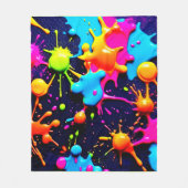 Couverture Polaire Neon Paint Splatter Art Abstrait (Devant)
