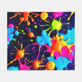 Couverture Polaire Neon Paint Splatter Art Abstrait (Devant (Horizontal))
