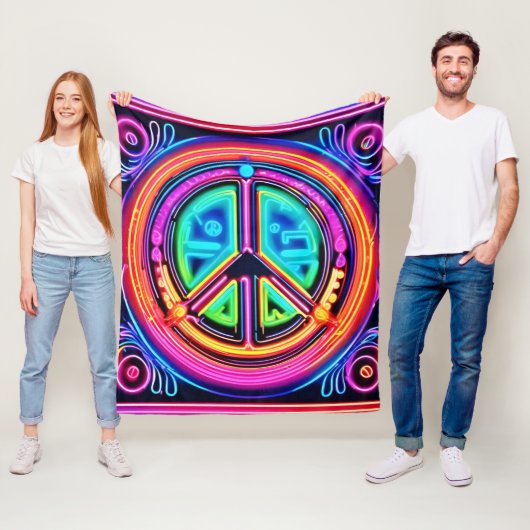 Couverture Polaire Neon Peace Mandala (En situation)