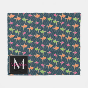 Couverture Polaire Neon Poisson Rouge Amusant Coloré Monogramme Nom P