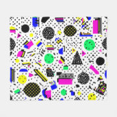 Couverture Polaire Neon Retro Memphis Geometric Chaos Pattern (Devant (Horizontal))