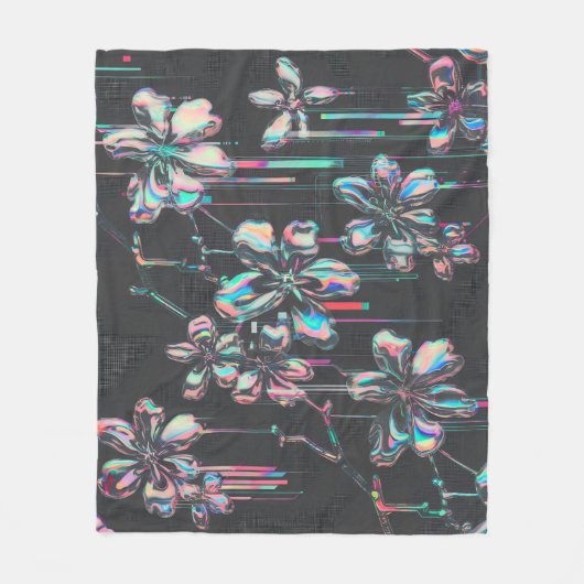 Couverture Polaire Neon Sakura Glitch (Devant)