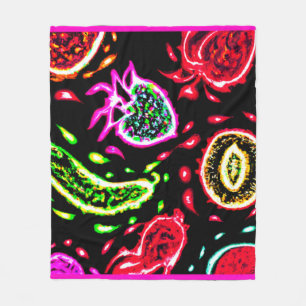 Couverture Polaire Neon Tropical Fruits Motif Art. Acheter Maintenant