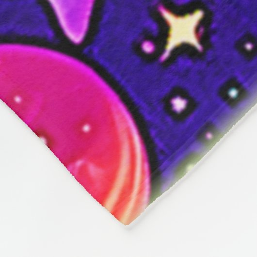 Couverture Polaire Neons Fleurs : Planètes & Étoiles (Coin)