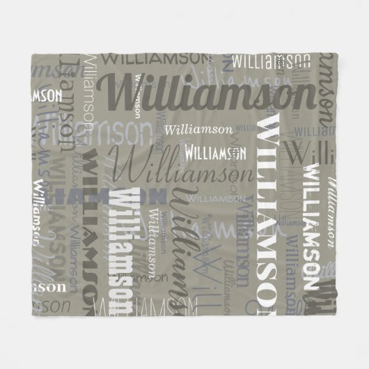 Couverture Polaire Neutraux modernes Extra Long Nom Motif répétitif (Devant (Horizontal))