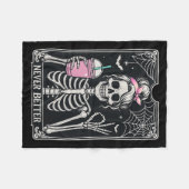 Couverture Polaire Never Better Messy Bun Skeleton Coffee Halloween C (Devant (Horizontal))