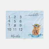 Couverture Polaire New Baby Infant Milestone Highland Cow Blue (Devant (Horizontal))