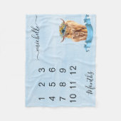 Couverture Polaire New Baby Infant Milestone Highland Cow Blue (Devant)