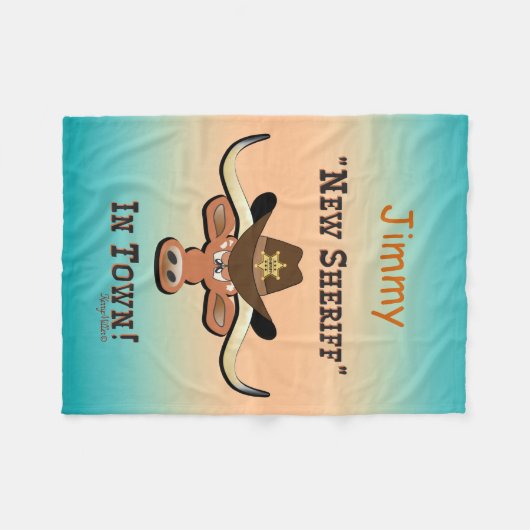 Couverture Polaire New Sheriff En Ville, Longhorn Fleece Blanket (Devant (Horizontal))