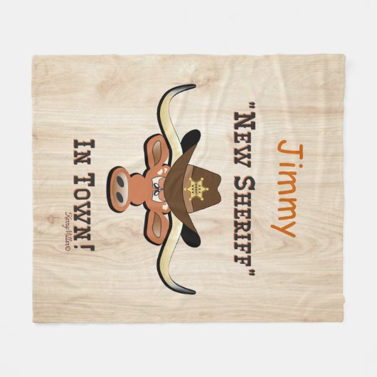 Couverture Polaire New Sheriff En Ville, Longhorn Fleece Blanket (Devant (Horizontal))