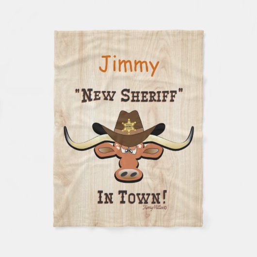 Couverture Polaire New Sheriff En Ville, Longhorn Fleece Blanket (Devant)