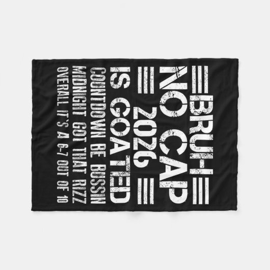 Couverture Polaire New Year 2026 Bruh No Cap Countdown Bussin Funny R (Devant (Horizontal))