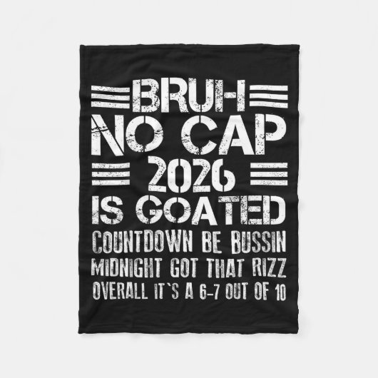 Couverture Polaire New Year 2026 Bruh No Cap Countdown Bussin Funny R (Devant)