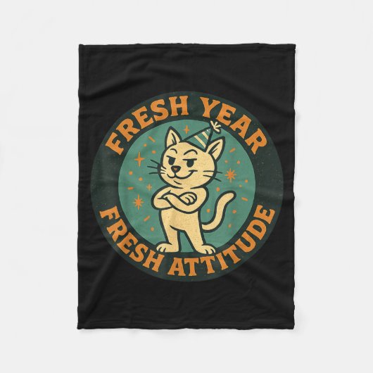 Couverture Polaire New Year 2026 Funny Cat Lover Humor Fresh Attitude (Devant)