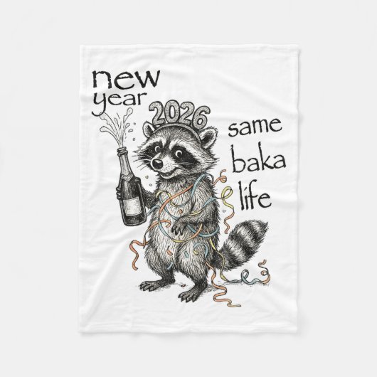 Couverture Polaire New Year Same Baka Life Funny Raccoon New Year's E (Devant)
