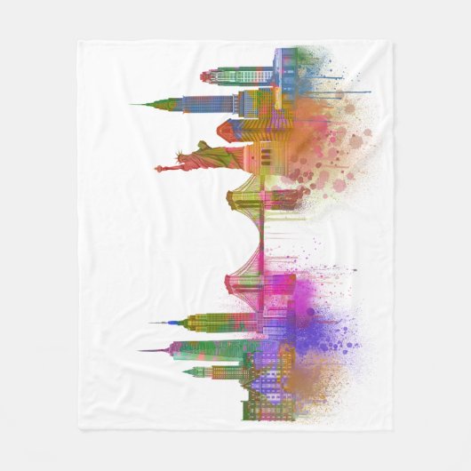 Couverture Polaire New York Skyline - Arc en ciel (Devant)