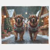 Couverture Polaire Newfoundland Dogs Christmas Snow Holiday (Devant (Horizontal))