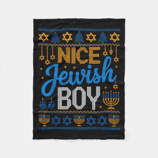 Couverture Polaire Nice Jewish Boy Hanukkah Menorah Dreidel Ugly Swea (Devant)