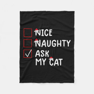 Couverture Polaire Nice Naughty Ask Chat Mignonne Noël