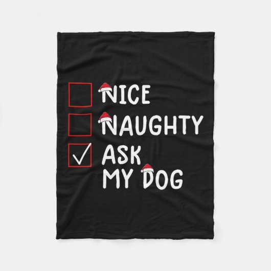 Couverture Polaire Nice Naughty Ask Chien mignon Noël (Devant)