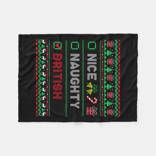 Couverture Polaire Nice Naughty British Christmas Checklist Angleterr (Devant (Horizontal))