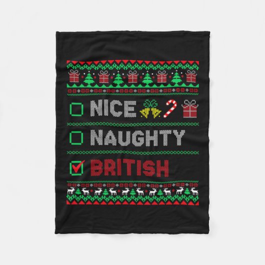 Couverture Polaire Nice Naughty British Christmas Checklist Angleterr (Devant)